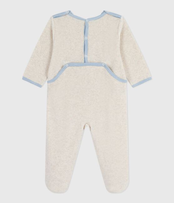 Strampler mit rückseitiger Öffnung aus einfarbigem Nicki beige MONTELIMAR CHINE
