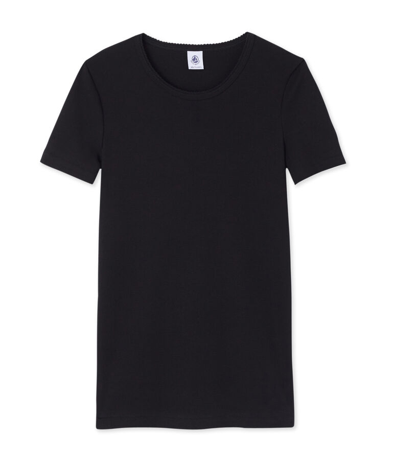 Einfarbiges kurzarm-t-shirt damen schwarz