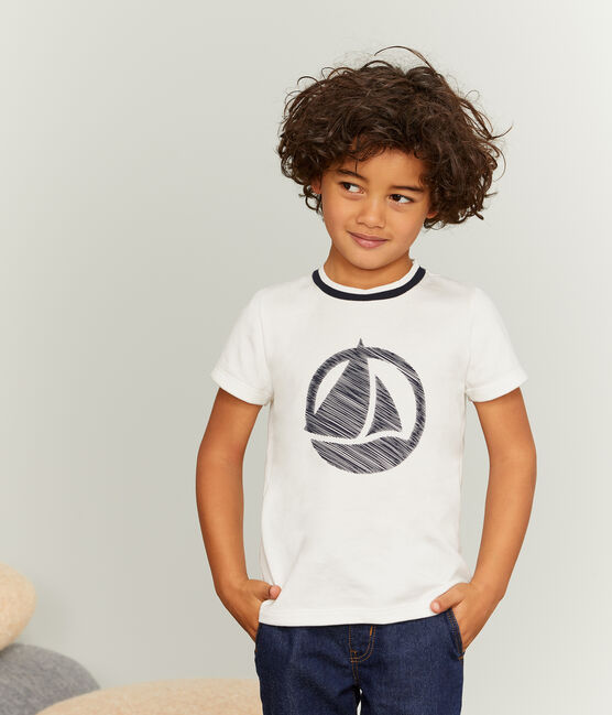 Kurzärmliges T-Shirt für Jungen weiss MARSHMALLOW