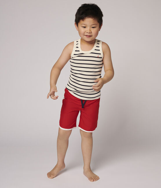Kinder-Badeshorts aus recyceltem Material für Jungen rot TERKUIT