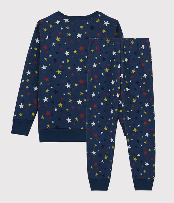 Kinderpyjama  aus Fleece mit Sternenmuster blau MEDIEVAL/weiss MULTICO
