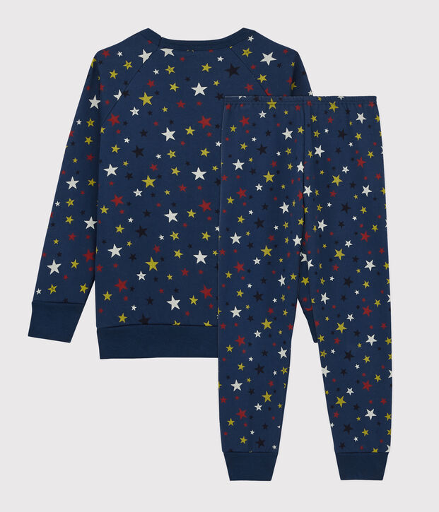 Kinderpyjama  aus Fleece mit Sternenmuster blau/vielfarbig