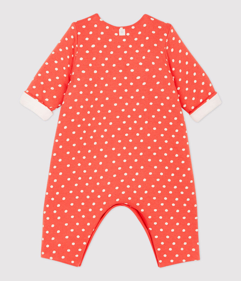 Langer Baby-Overall aus Bio-Baumwolle mit Punktmuster orange/weiss