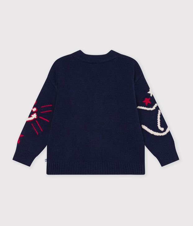 Kinder-Cardigan aus Wolle und Baumwolle mit Motiven rot/vielfarbig