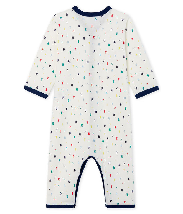 Baby-Strampler ohne F&uuml;&szlig;e aus Rippstrick f&uuml;r Jungen weiss/vielfarbig