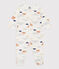 Bedruckter Strampler aus Molton weiss MARSHMALLOW/weiss MULTICO