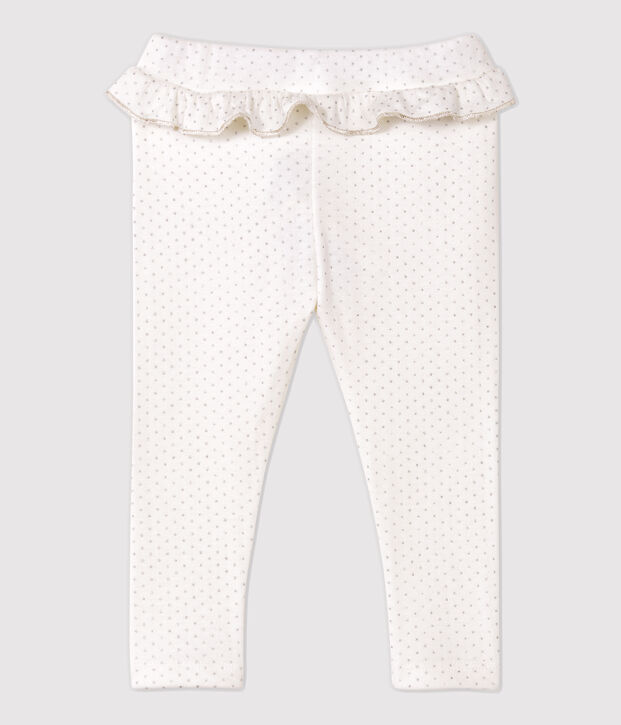 Baby-Leggings aus Baumwolle. weiss/grau