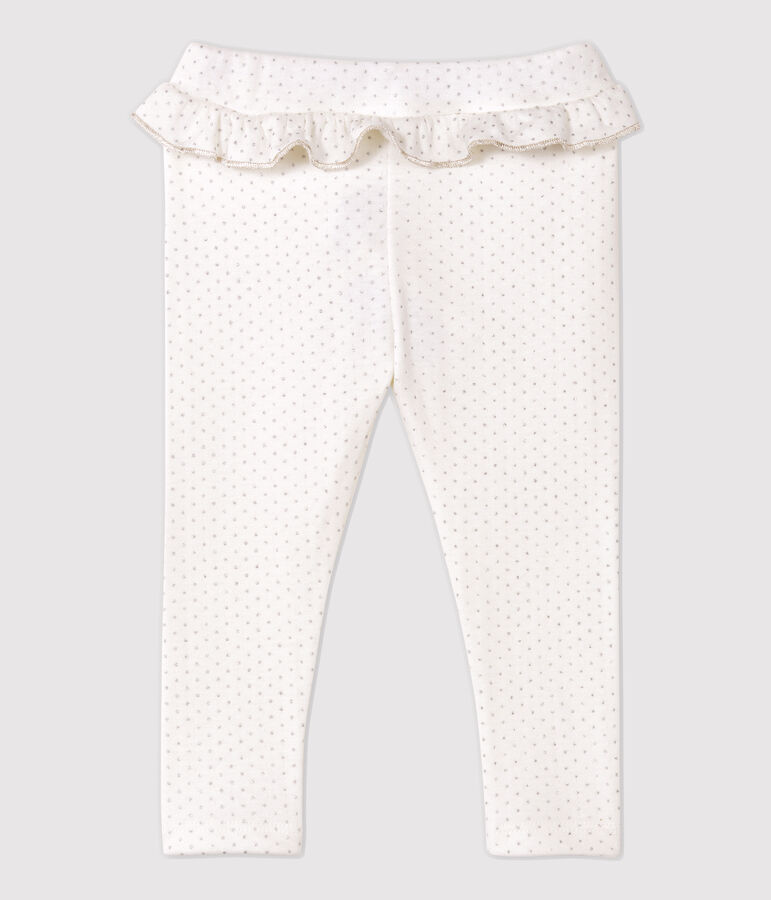 Baby-Leggings aus Baumwolle. weiss MARSHMALLOW/grau ARGENT