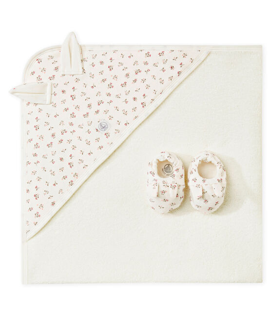 Unisex Baby Badetuch + Schuhe in der Geschenkbox weiss MARSHMALLOW/weiss MULTICO