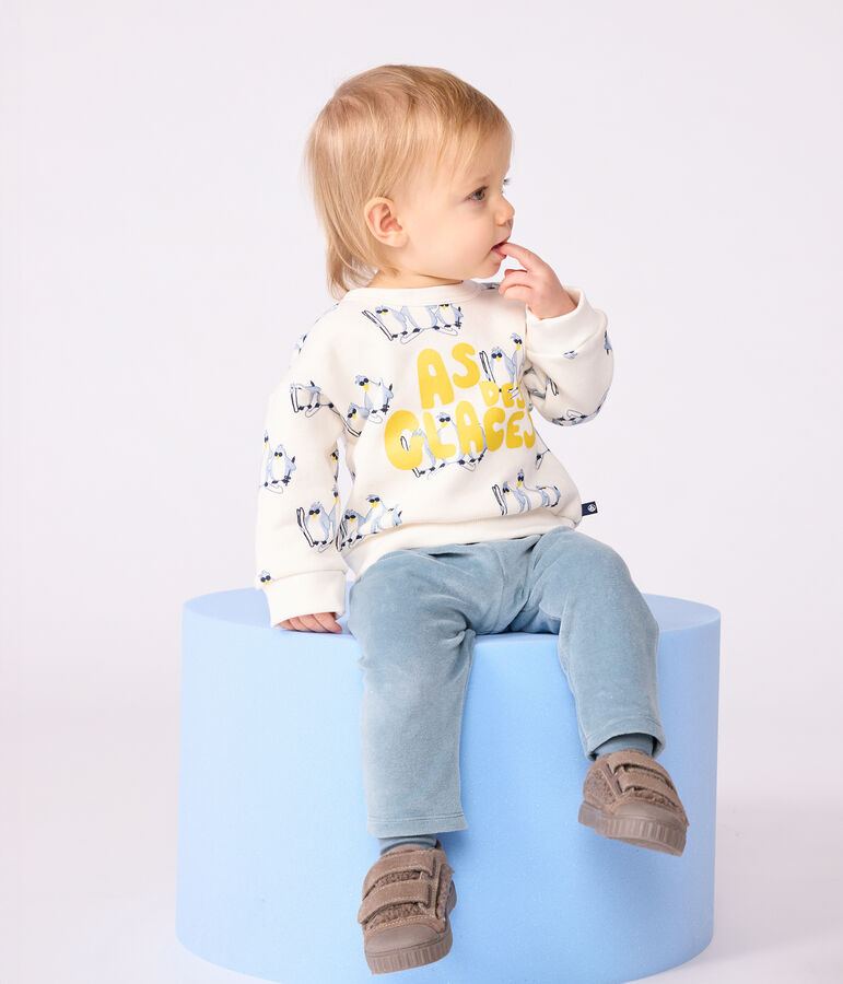 Baby-Sweatshirt aus Baumwolle mit Pinguin-Motiv naturfarben/vielfarbig