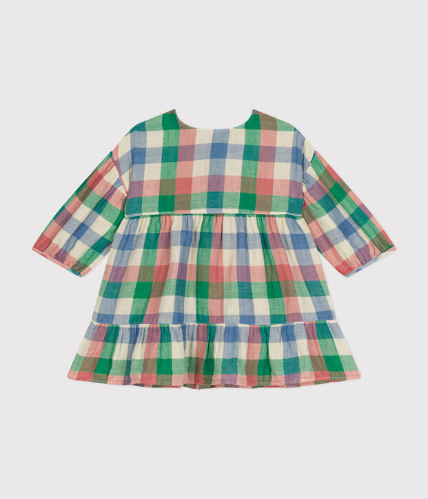 Lang&auml;rmeliges Baby-Kleid aus Musselin naturfarben/vielfarbig