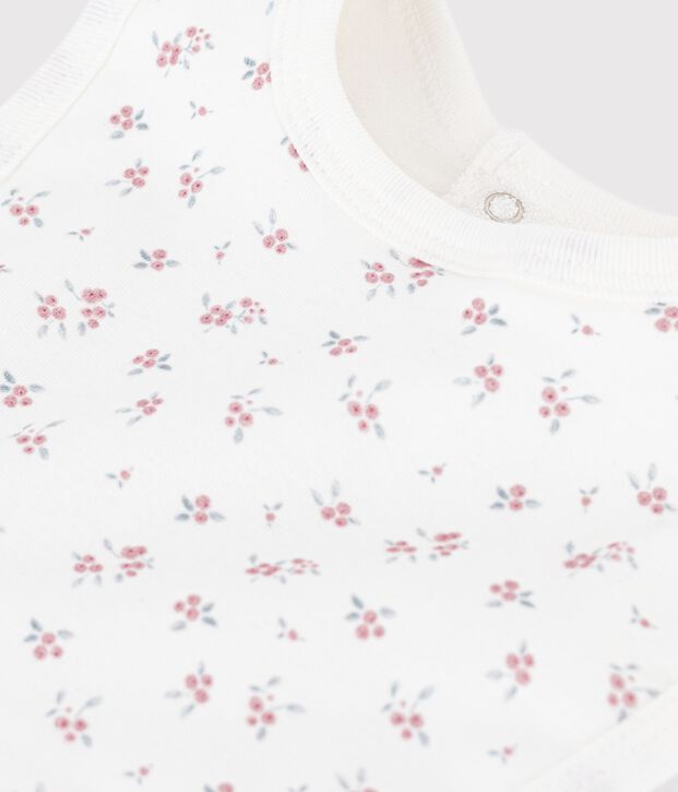 Baby-L&auml;tzchen aus gemusterter Baumwolle weiss/rosa