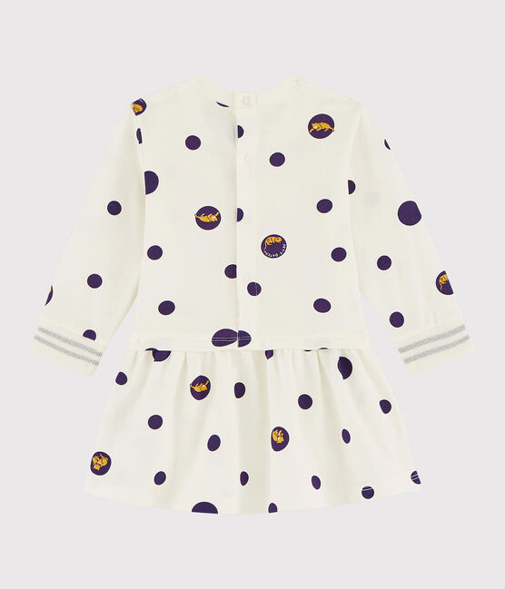 Langärmeliges Baby-Kleid für Mädchen weiss MARSHMALLOW/weiss MULTICO