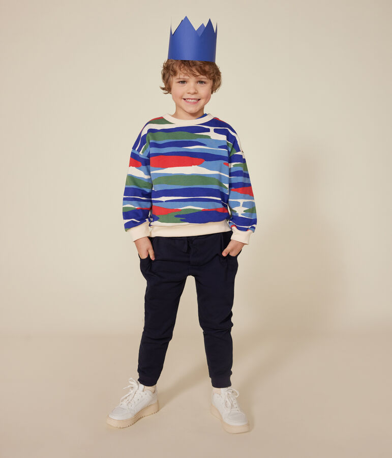 Kinder-Sweatshirt aus Molton f&uuml;r Jungen naturfarben/rot