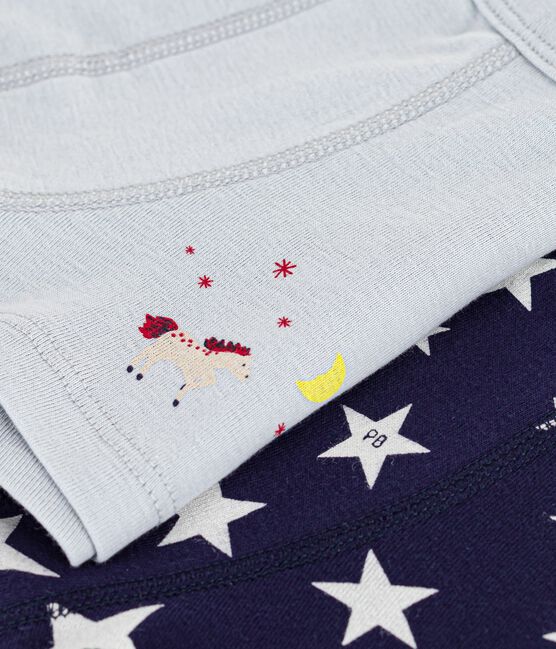 Set Kinder-Boxershorts mit überzogenem Bund aus Baumwolle und Sternmotiv variante 1