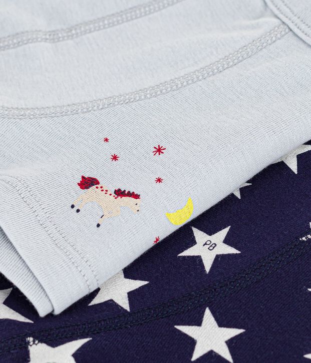 Set Kinder-Boxershorts mit &uuml;berzogenem Bund aus Baumwolle und Sternmotiv vielfarbig