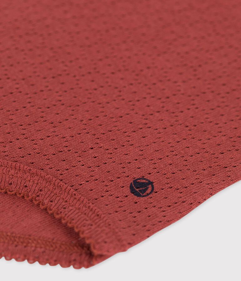 Kurz&auml;rmeliger Baby-Body aus Ajour-Strick braun