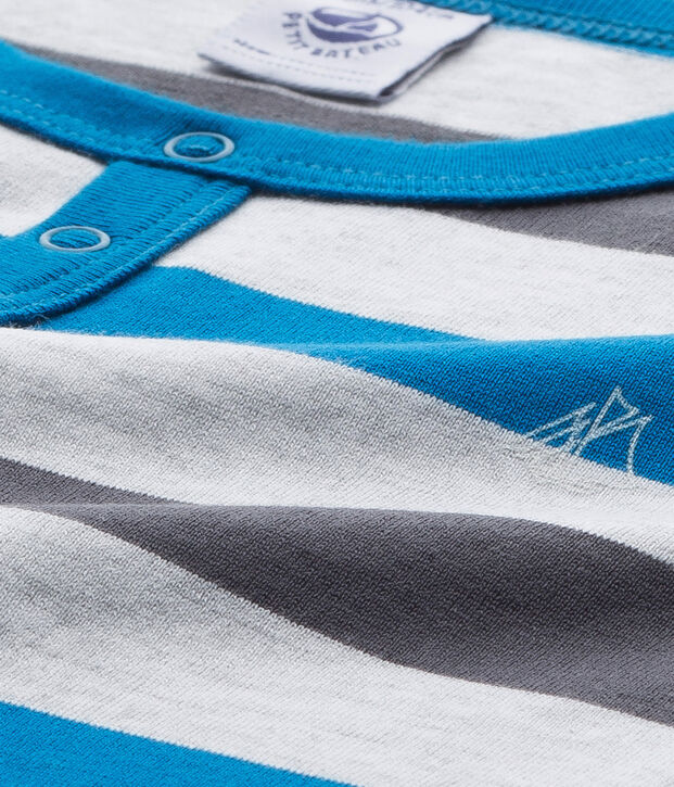 Gestreifter Jungen-Schlafanzug aus Jersey grau/grau/grau