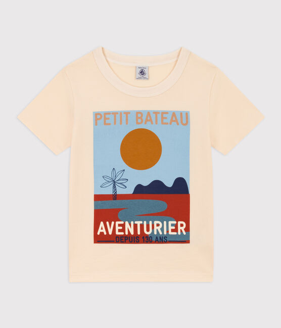 Kurzärmeliges Kinder-T-Shirt aus Baumwolle für Jungen naturfarben AVALANCHE