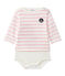 Langärmeliger Baby-Body im maritimen Stil weiss MARSHMALLOW/rosa BABYLONE
