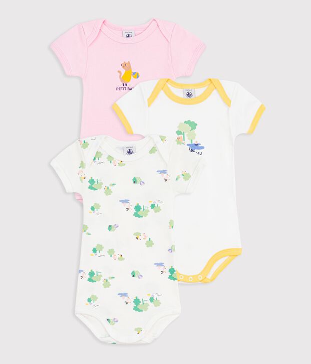 Lot de 3 bodies manches courtes en coton vielfarbig