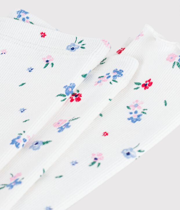 Baby-Leggings aus Baumwolle mit Blumenmuster weiss/vielfarbig