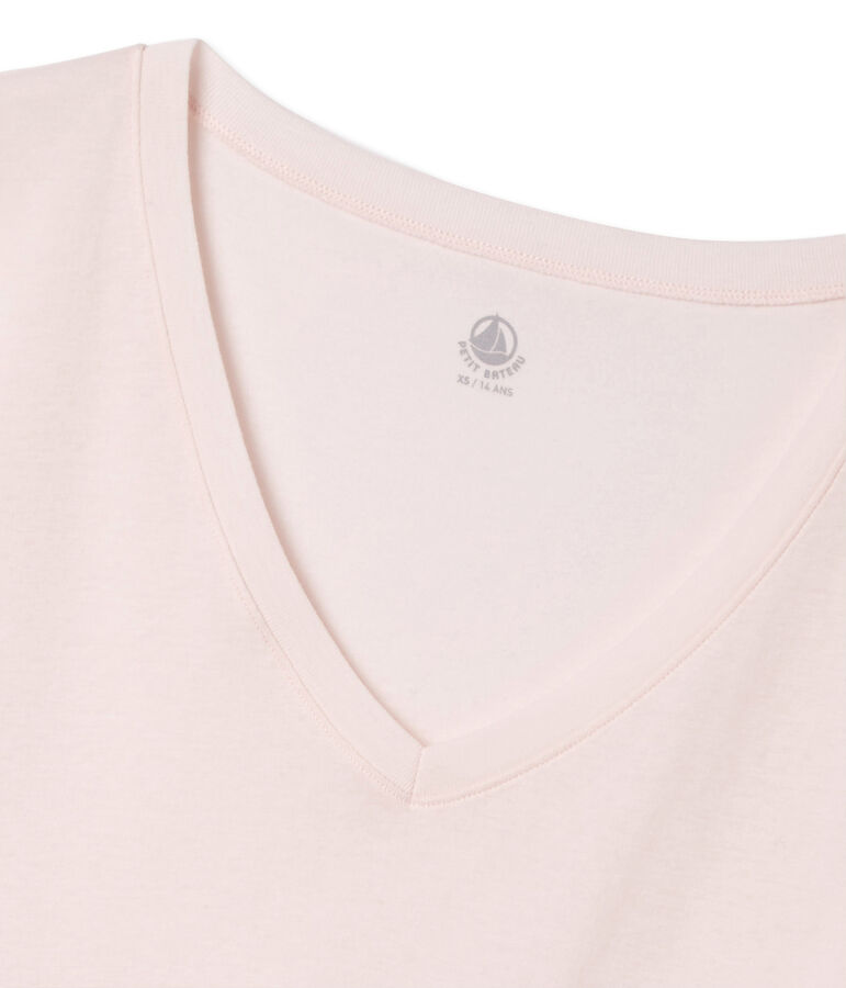 Kurz&auml;rmliges T-Shirt mit V-Ausschnitt f&uuml;r Damen rosa FLEUR