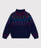 Kinder-Pullover mit Stehkragen aus Wolle und Baumwolle mit Muster blau SOIR/ MULTICO