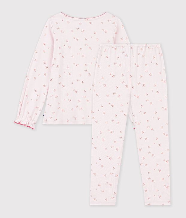 Kinder-Pyjama aus Baumwolle mit Kr&auml;uselfalten und Blumenmotiv rosa/vielfarbig