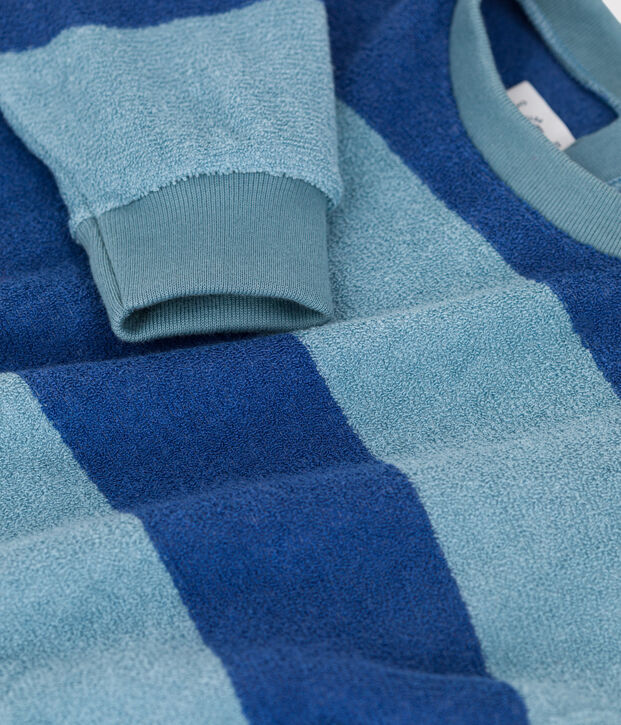 Gestreiftes Baby-Sweatshirt aus Frottee blau/blau