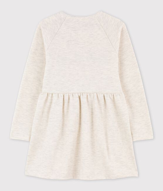 Langärmeliges Kleid aus Molton für Mädchen beige MONTELIMAR CHINE