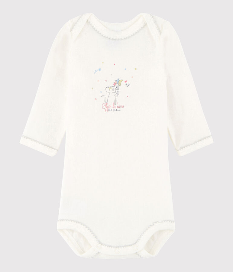 Lang&auml;rmeliger Baby-Body M&auml;dchen weiss Lait