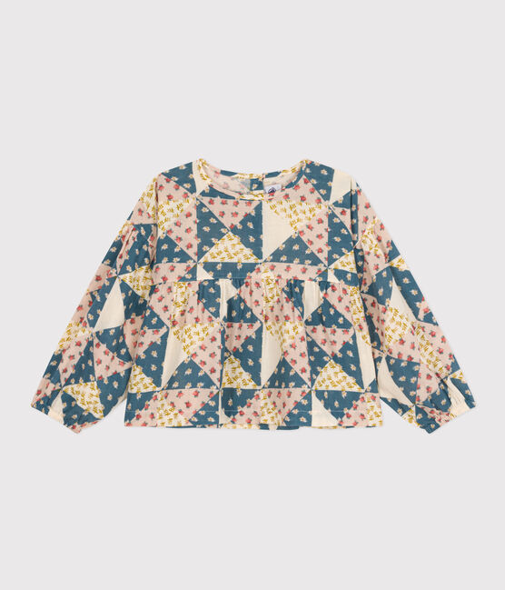 Bluse aus Musselin-Stoff für Kinder/Mädchen rosa SALINE/weiss MULTICO