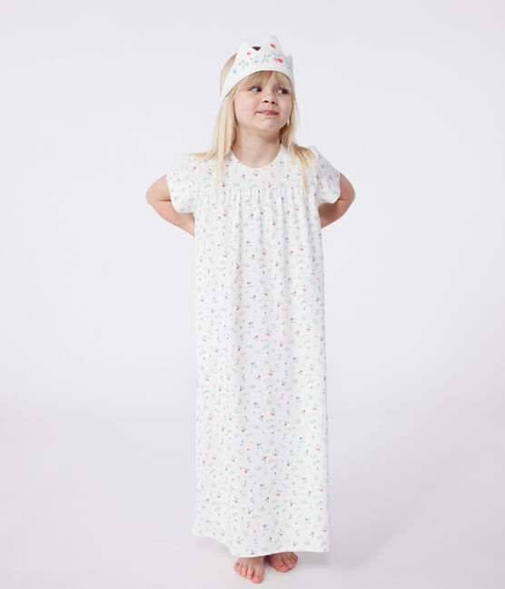 Kinder-Nachthemd zum Verkleiden mit Stirnband aus Baumwolle weiss MARSHMALLOW/weiss MULTICO