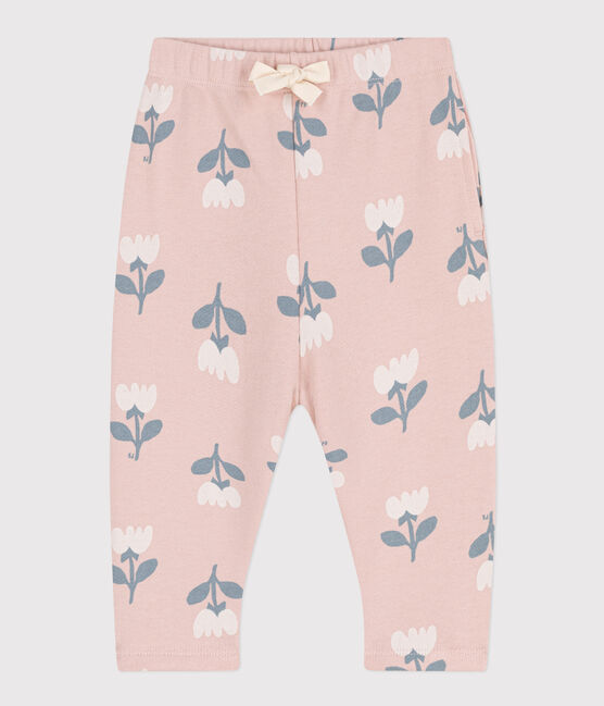 Baby-Hose aus bedrucktem Molton rosa SALINE/weiss MULTICO