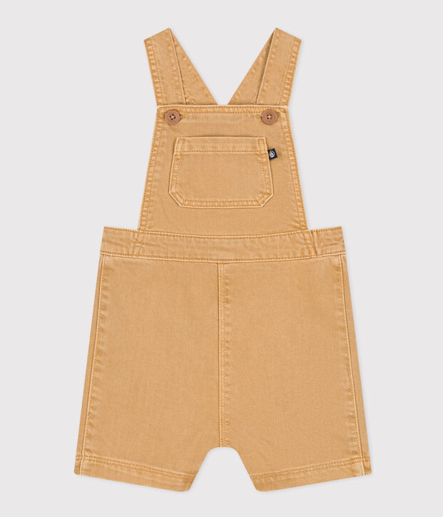 Kurze Baby-Latzhose aus farbigem Denim beige