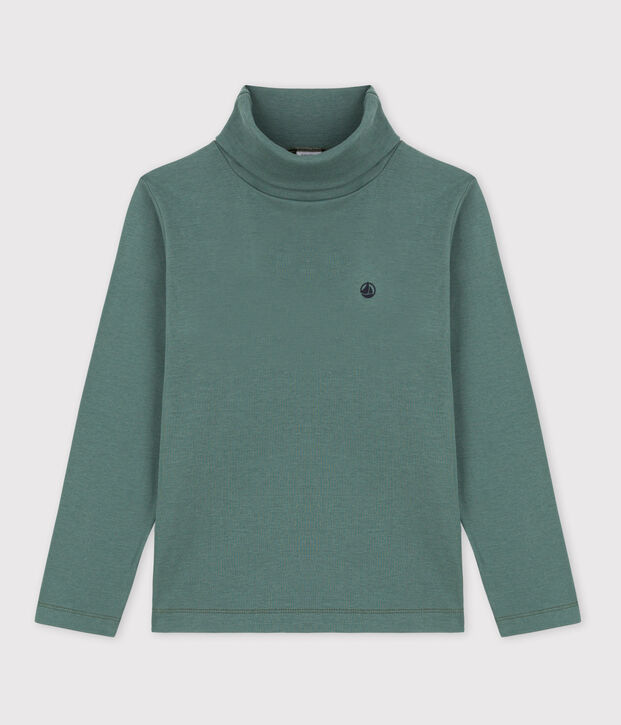 Kinder-Rollkragenshirt aus Baumwolle gr&uuml;n