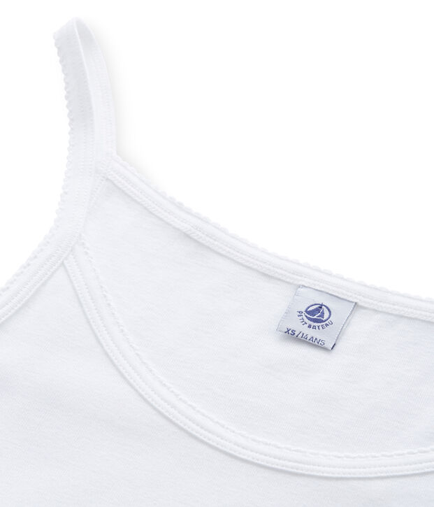 Chemise &agrave; bretelles femme coton/laine/soie weiss Lait