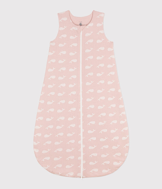 Baby-Schlafsack aus Baumwolle mit rosa Walen TOG 2 SALINE/ MARSHMALLOW