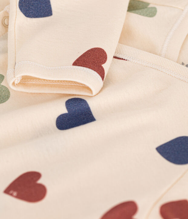 Baby-Strampler mit Herzmotiv aus Baumwolle naturfarben/vielfarbig