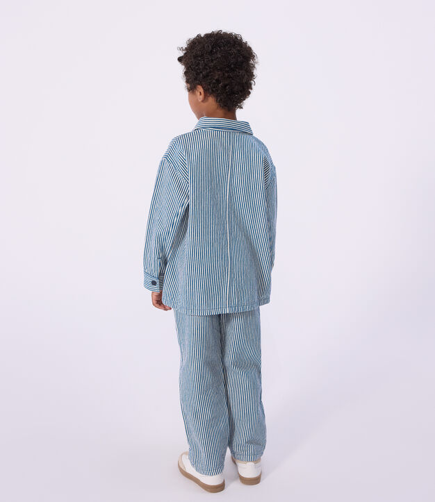 Kinder-Jacke aus Baumwolle mit Streifen blau/weiss