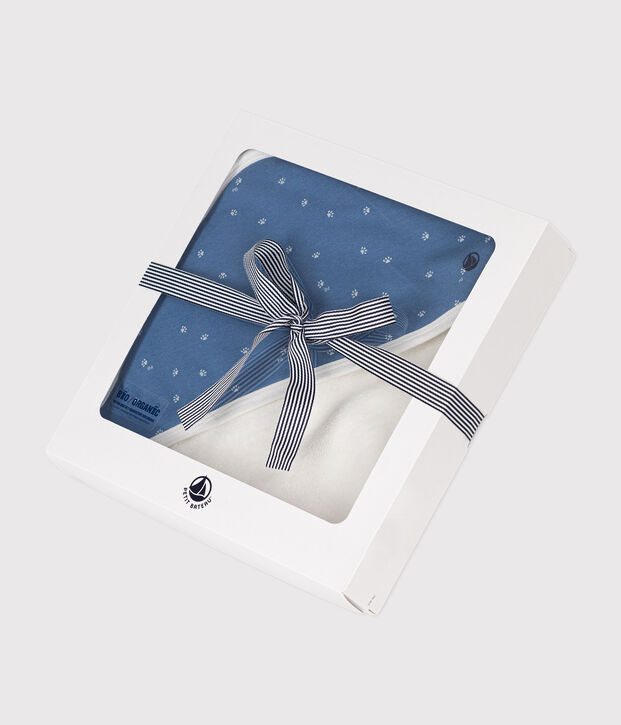 Baby Badetuch aus Baumwolle blau/weiss