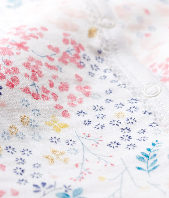 Baby-Strampler, wattiert, ohne Fuß aus Baumwolle weiss MARSHMALLOW/rosa MINOIS/ MULTICO CN