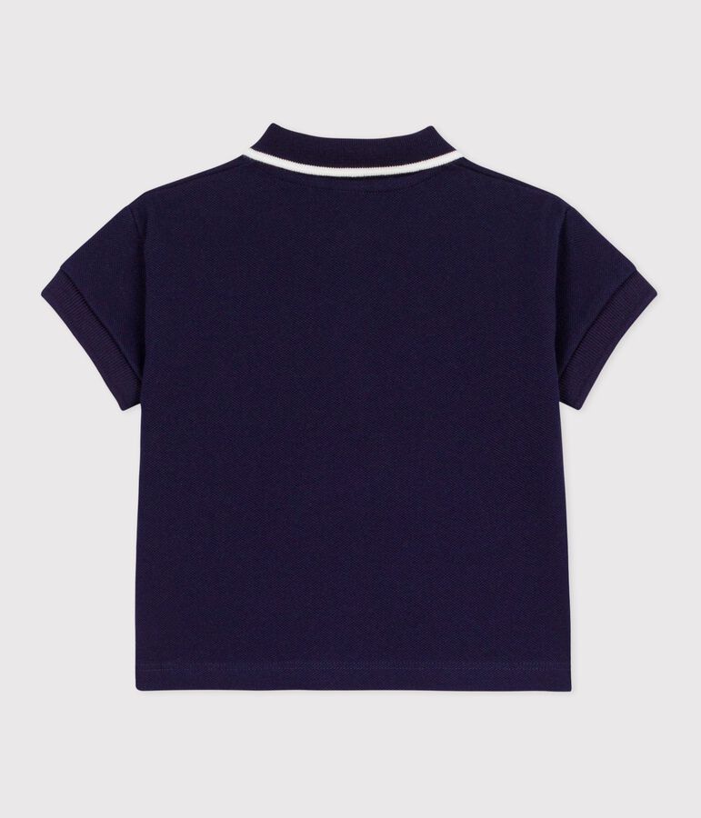 Kurz&auml;rmeliges Baby-Poloshirt aus einfarbiger Baumwolle blau SOIR
