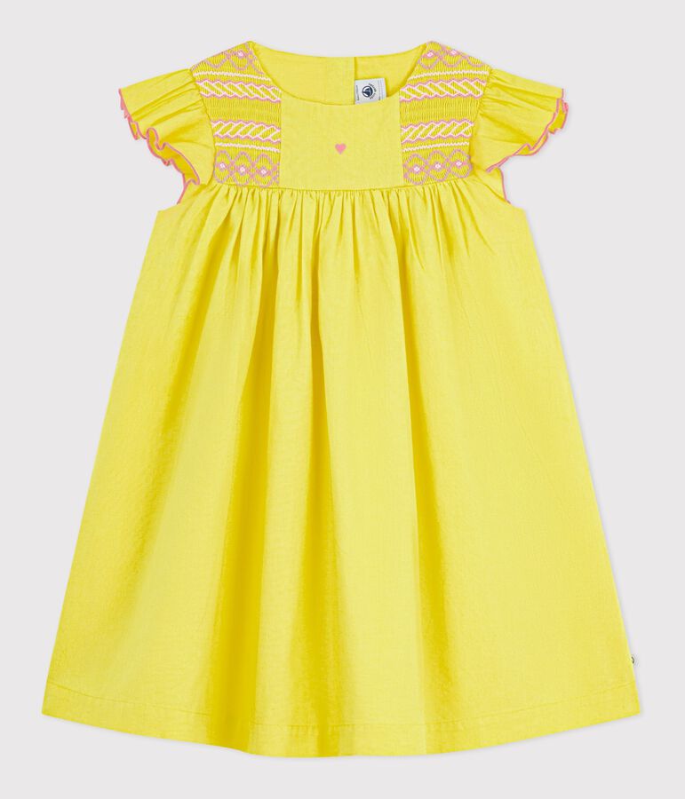 Kurz&auml;rmeliges Kinder-Kleid aus Baumwolle gelb
