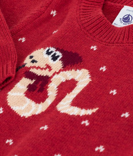Baby-Pullover aus Woll- und Baumwollstrick rot CORRIDA