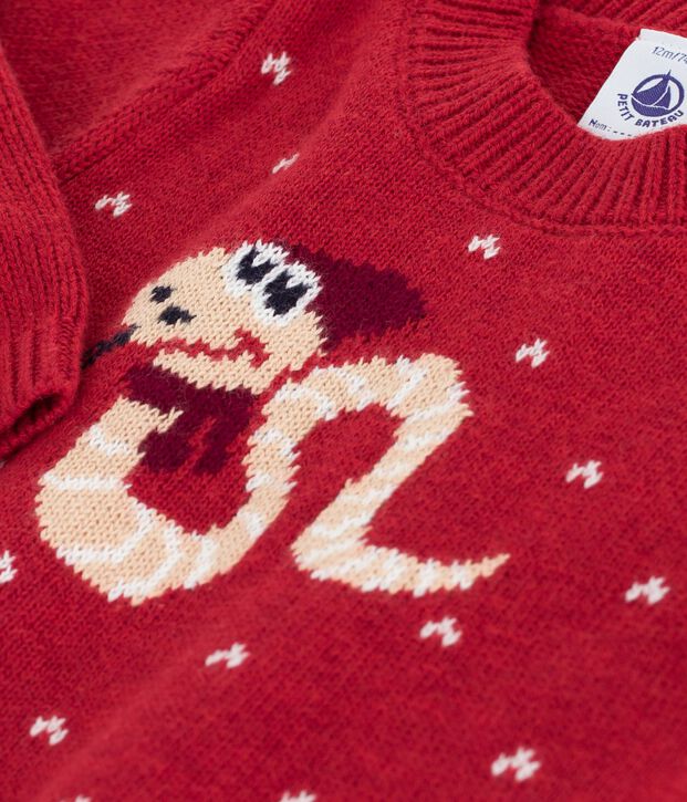 Baby-Pullover aus Woll- und Baumwollstrick rot