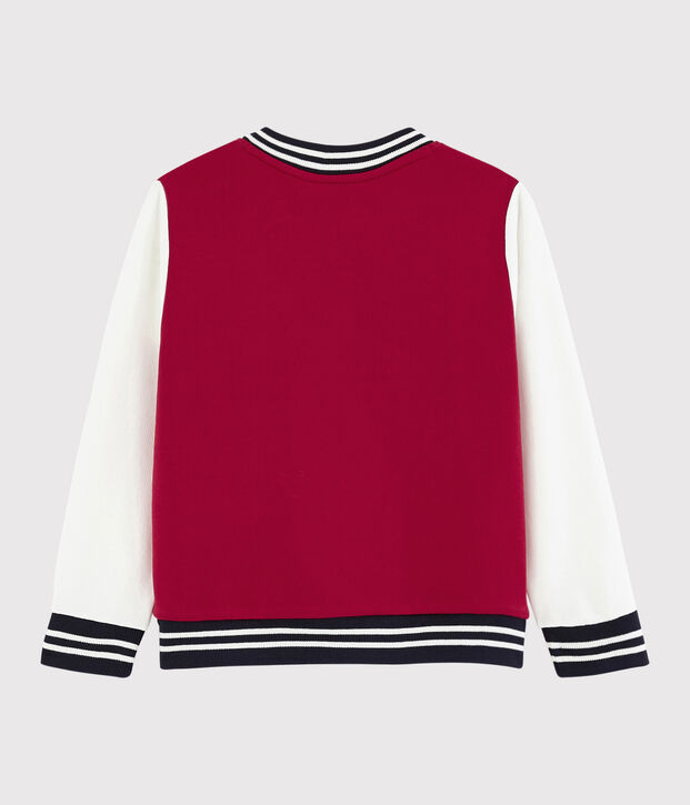 Kinder-Teddy-Blouson aus Molton, M&auml;dchen - Jungen rot/weiss
