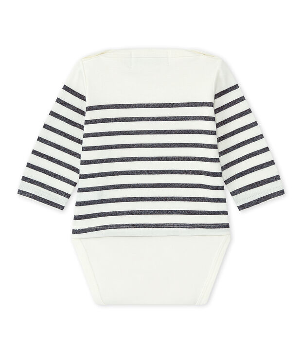 Dieses Baby-M&auml;dchen-Streifenshirt weiss/blau