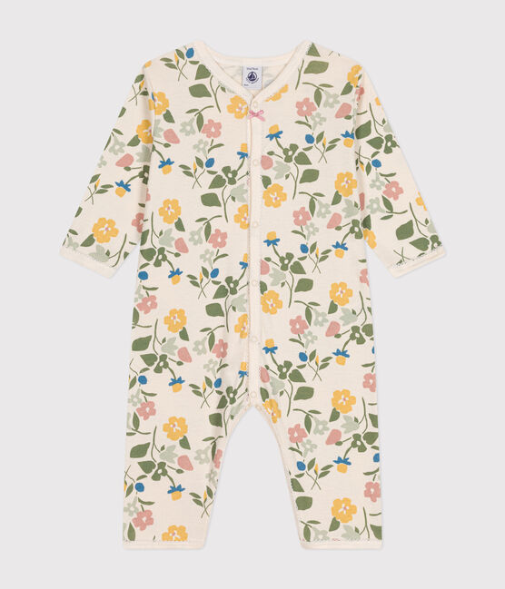 Baby-Strampler ohne Füße mit Blumen-Printmotiv aus Baumwolle weiss AVALANCHE/ MULTICO